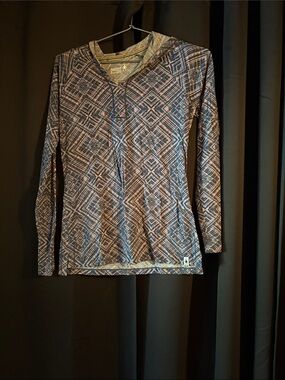 Smart wool Women's Geometric Long Sleeve Hoodie - Gray & White